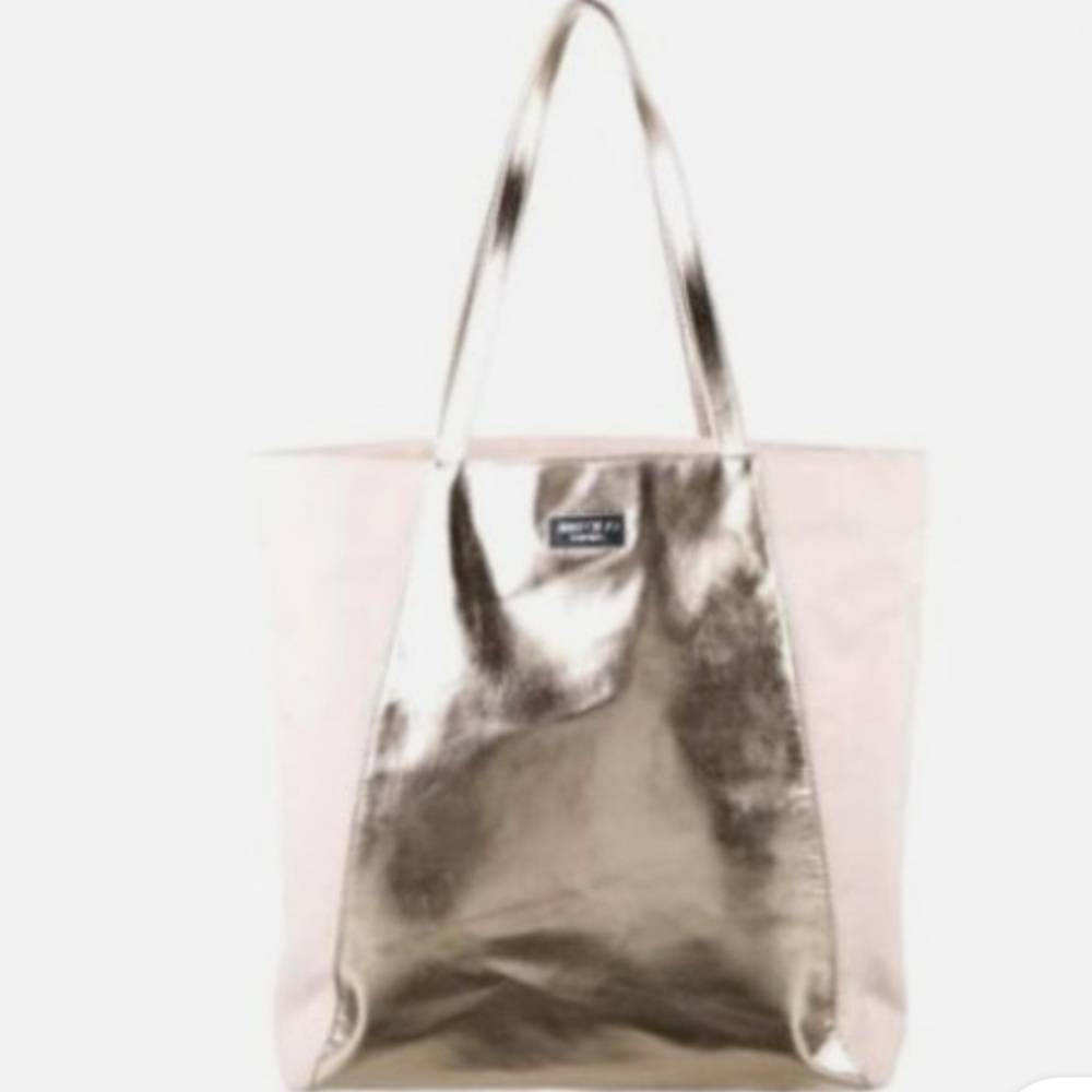 Jimmy Choo Gold and Pink Tote Bag with Leather Handles - Picture 3 of 11